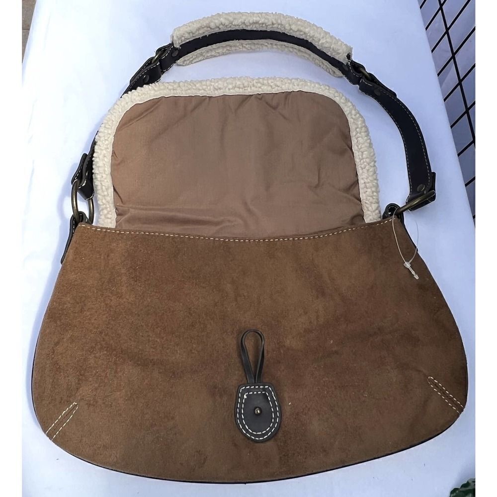 Old Navy Hobo Bag - Brown Suede like‎ material with Sherpa accent - Picture 4 of 6
